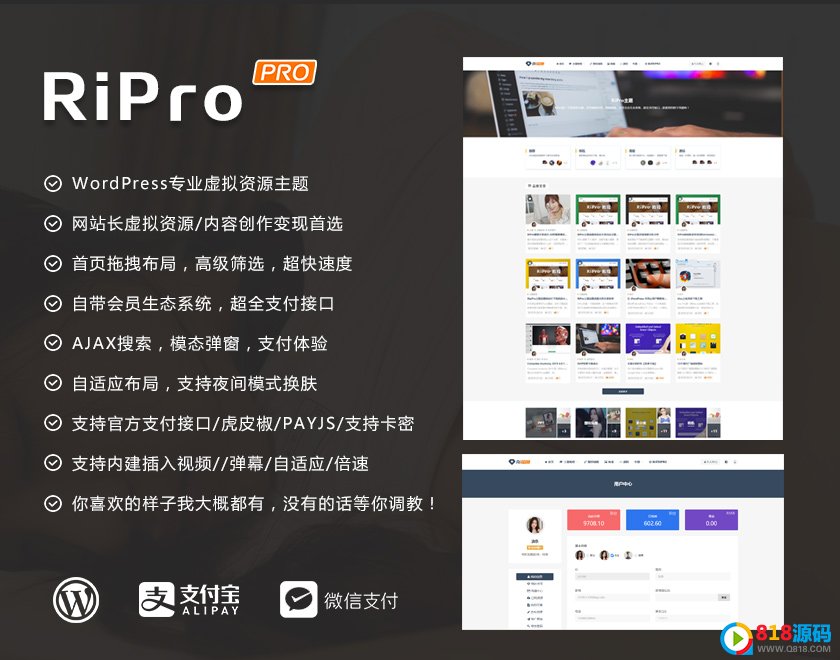 RiPro6.3.8日主题修复版 WordPress资源下载站主题模板