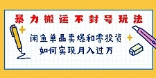 暴力搬运不封号玩法，闲鱼单品卖爆和零投资如何实现月入过万