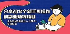 20多个新手可操作的副业赚钱项目：业余时间0基础日入几500+实操分享